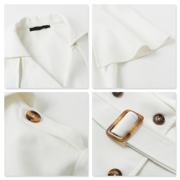 White Trench Double Breasted Belted Midi Dress - Picture 6 of 8